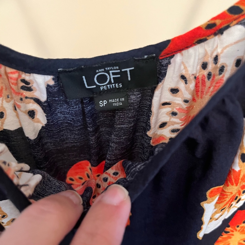LOFT Petites Dark Floral Jumpsuit - Picture 2 of 2